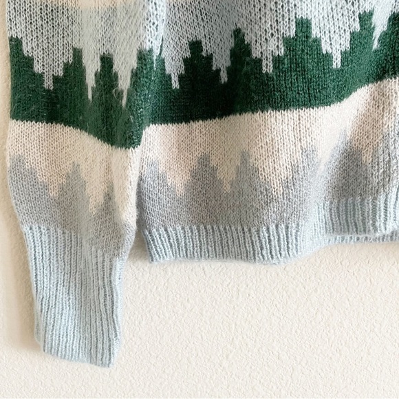 New C&C CALIFORNIA Aztec Print Oversized Cropped Cardigan V Neck Blue Sweater S - Picture 9 of 13